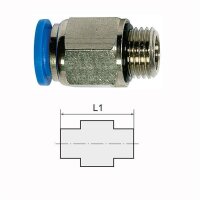 Gerade Steckverschraubung Blaue Serie Au&szlig;engewinde zylindrisch mit O-Ring (NBR) und Au&szlig;ensechskant G 1/4 4 mm