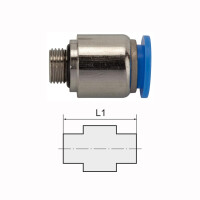 Gerade Steckverschraubung mit rundem K&ouml;rper Blaue Serie Au&szlig;engewinde zylindrisch mit O-Ring (NBR) und Innensechskant G 1/8 8 mm