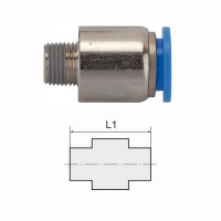 Gerade Steckverschraubung mit rundem K&ouml;rper Au&szlig;engewinde konisch mit Gewindebeschichtung und Innensechskant R 1/8 4 mm