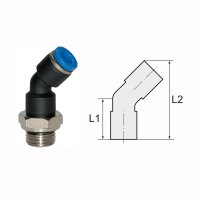 Steckverschraubung Winkel 45&deg; drehbar mit Au&szlig;engewinde zylindrisch mit O-Ring (NBR) G 3/8 6 mm