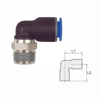 L-Steckverschraubung Winkel 90&deg; drehbar mit Au&szlig;engewinde konisch mit Gewindebeschichtung R 1/4 12 mm