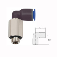 L-Steckverschraubung Winkel 90&deg; drehbar Lang mit Au&szlig;engewinde zylindrisch mit O-Ring (NBR) G 1/4 6 mm