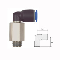 L-Steckverschraubung Winkel 90&deg; drehbar Lang mit Au&szlig;engewinde konisch mit Gewindebeschichtung R 1/8 8 mm