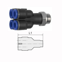 Mehrfachverteiler mit Au&szlig;engewinde 4 Fach drehbar Au&szlig;engewinde zylindrisch mit O-Ring (NBR) M5 4 mm