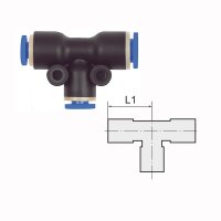 T-Steckverbindung Reduzierung seitlich und Mitte T-St&uuml;ck Blaue Serie 4 / 4 /6 mm