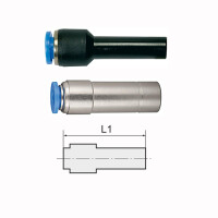Gerade Steckverbindung mit Stecknippel reduzierend Blaue Serie Stecknippel 6 mm / Schlauch 4 mm