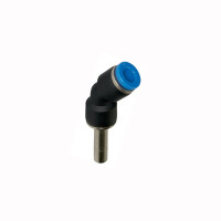 Steckverbinder mit Stecknippel Winkel 45&deg; Blaue Serie Stecknippel 4mm / Schlauch 4mm