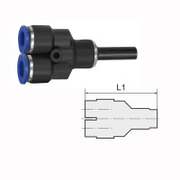Y-Steckverbindung mit Stecknippel reduzierend Y-St&uuml;ck Blaue Serie 8 mm / 6 mm
