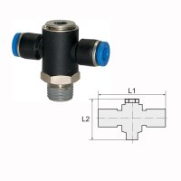 T-Steckverschraubung mit Innensechskant drehbar Au&szlig;engewinde konisch mit Gewindebeschichtung R 1/4 6 mm