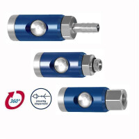 Druckluft Sicherheitskupplung mit Druckknopf drehbar NW 7,4   Schlauchanschlu&szlig; 6mm