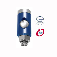 Druckluft Sicherheitskupplung mit Druckknopf drehbar NW 7,4   Schlauchanschlu&szlig; 9mm