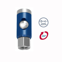 Druckluft Sicherheitskupplung mit Druckknopf drehbar NW 7,4   Schlauchanschlu&szlig; 13mm