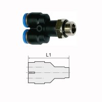 Y-Steckverschraubung drehbar Au&szlig;engewinde zylindrisch mit O-Ring (NBR) G 1/4 8 mm