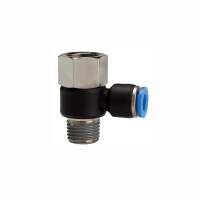 L-Steckverschraubung drehbar mit Innengewinde und Au&szlig;engewinde konisch mit Gewindebeschichtung R/Rc 1/4 12 mm