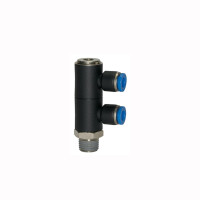 L-Mehrfachverteiler mit Innensechskant 2 Fach drehbar Au&szlig;engewinde konisch mit Gewindebeschichtung R 1/8 8 mm