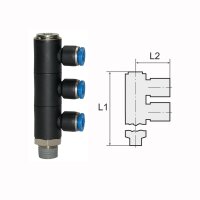 L-Mehrfachverteiler mit Innensechskant 3 Fach drehbar...