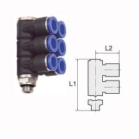 L-Mehrfachverteiler mit Außensechskant 6 Fach...
