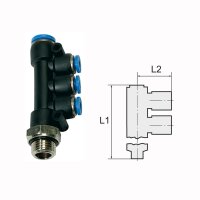 T-Mehrfachverteiler mit Außengewinde drehbar...