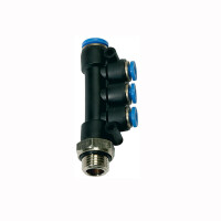 T-Mehrfachverteiler mit Au&szlig;engewinde drehbar zylindrisch mit O-Ring (NBR) G 1/4 4x8 mm