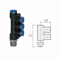 T-Mehrfachverteiler mit Außengewinde drehbar...