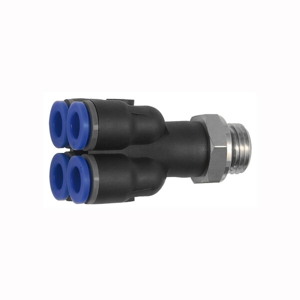 Mehrfachverteiler mit Außengewinde 4 Fach drehbar Außengewinde zylindrisch mit O-Ring (NBR) G 1/4 4 mm