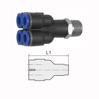 Mehrfachverteiler mit Au&szlig;engewinde 4 Fach drehbar Au&szlig;engewinde konisch mit Gewindebeschichtung R 1/8 4 mm