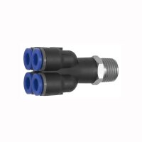 Mehrfachverteiler mit Au&szlig;engewinde 4 Fach drehbar Au&szlig;engewinde konisch mit Gewindebeschichtung R 1/8 6 mm