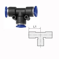 T-Steckverbindung Reduzierung zwei seitliche Abg&auml;nge T-St&uuml;ck 2x10 mm / 1x12 mm