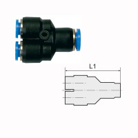 Y-Steckverbindung reduzierend Y-St&uuml;ck Blaue Serie 1x12 mm / 2x10 mm