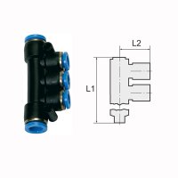 T-Mehrfachverteiler mit Steckanschluss und 3...