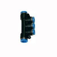 T-Mehrfachverteiler mit Steckanschluss und 3 reduzierenden Abg&auml;ngen  2x10 mm / 3x6 mm