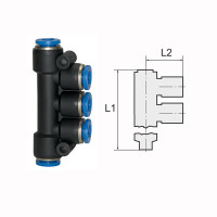 T-Mehrfachverteiler mit Steckanschluss Blaue Serie  5x8 mm