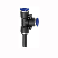 T-Steckverbindung mit Stecknippel und Steckanschl&uuml;ssen in L-Form reduzierend 10 mm / 6 mm
