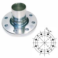 Losflansch Edelstahl (1.4408) mit glattem Schlauchstutzen f&uuml;r Schaleneinband