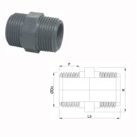 PVC-U Doppelnippel mit Au&szlig;engewinde