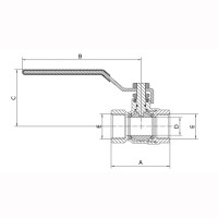 Zweiteiliger Edelstahlkugelhahn V4A IG x IG mit...