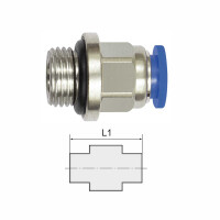 Gerade Steckverschraubung Au&szlig;engewinde mit Au&szlig;ensechskant Blaue Serie Mini M5 3 mm