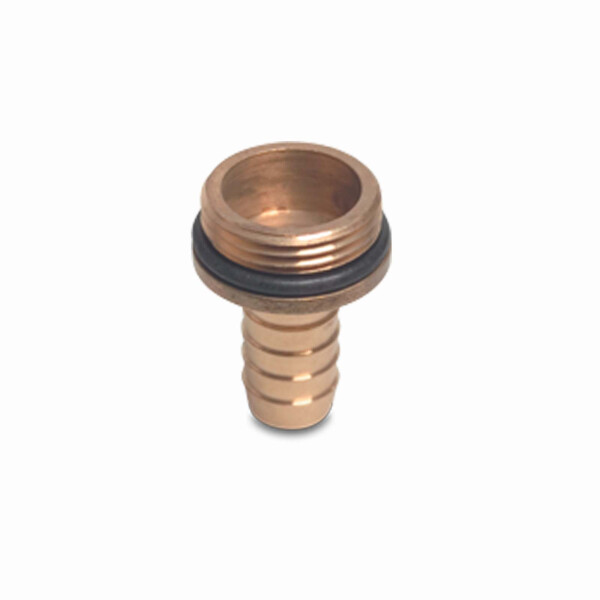 Messing Schlauchtülle 1/3 Verschraubung mit Bund und O-Ring  3/4" x 13mm