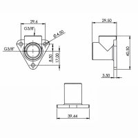 Druckluftkupplung Wanddose Winkel mit Innengewinde Messing NW 7,2  3/8&quot;