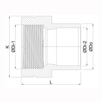 PVC-U Gewindemuffe mit Sechs-/Achtkant mit Innengewinde 16/20 mm x 1/4&quot;