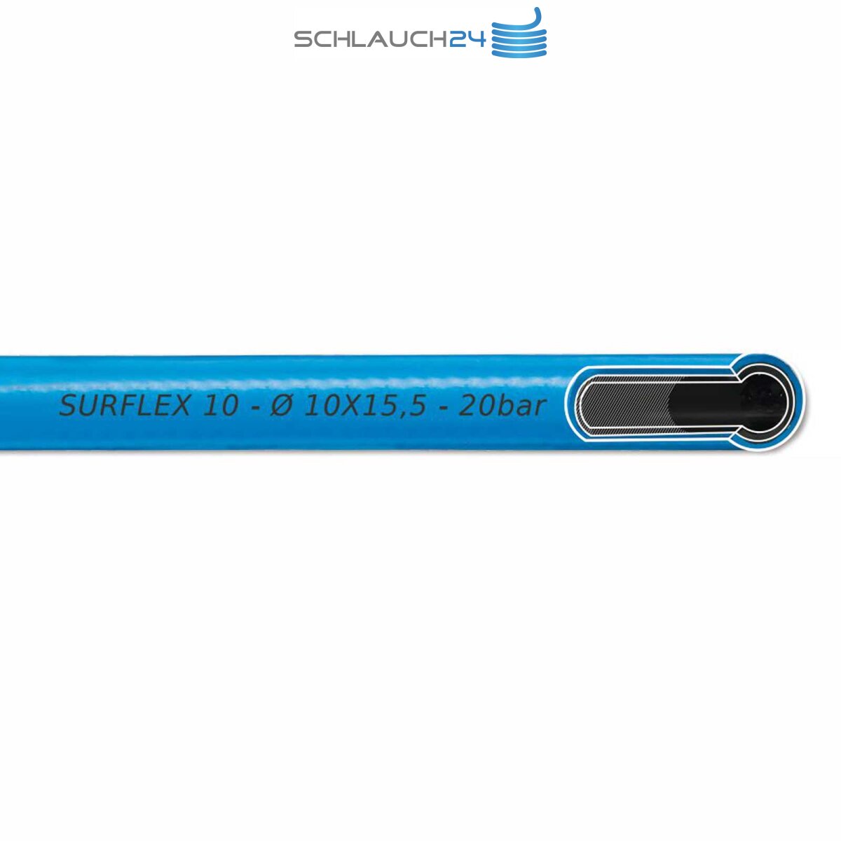 S1 Sicherheits Kupplung Auswahl: AUPROTEC Sicherheits Druckluftschlauch Set Prevost PVC-Schlauch Surflex Pro 1m Meter, Innen Ø 10mm 