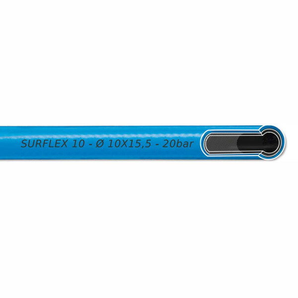 Prevost PVC Gewebe Sicherheits Druckluftschlauch mit Verstärkung SURFLEX - Meterware 10 mm