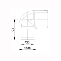 PVC-U Winkel 90&deg; mit 2fach Klebemuffen 63 mm