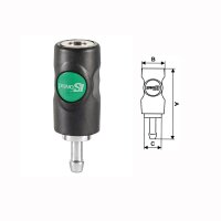 Prevost Einhand Sicherheitskupplung PREVOS1 mit Druckknopf NW 7,4 Schlauchanschlu&szlig; 13mm