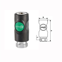 Prevost Einhand Sicherheitskupplung PREVOS1 mit Druckknopf NW 7,4 Innengewinde 1/2&quot;