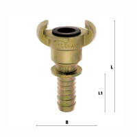 Klauenkupplung DIN 3489  drehbar mit Schlauchanschluss und Sicherungsbund 25 mm