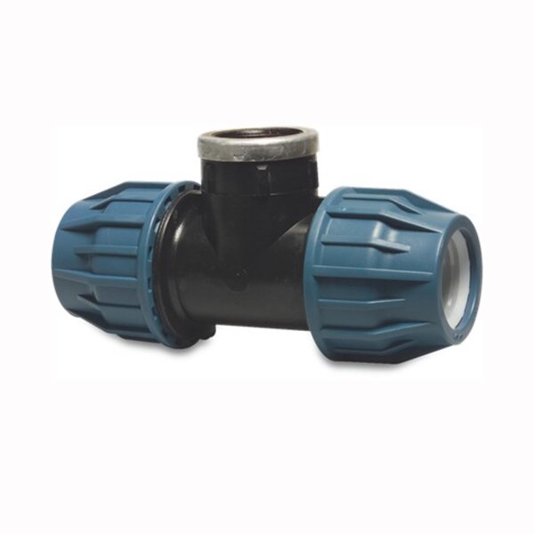 PP T-Stück Reduzierer 90° Klemm x Innengewinde x Klemm Typ Jason 32mm x 1/2" x 32mm