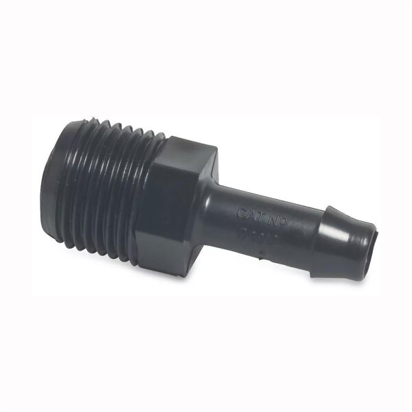 Schlauchverbindungsrohr gerade aus Kunststoff schwarz mit Außengewinde 13mm x 3/4"