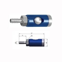 Druckluft Sicherheitskupplung mit Druckknopf drehbar NW 7,4   Schlauchanschlu&szlig; 6mm