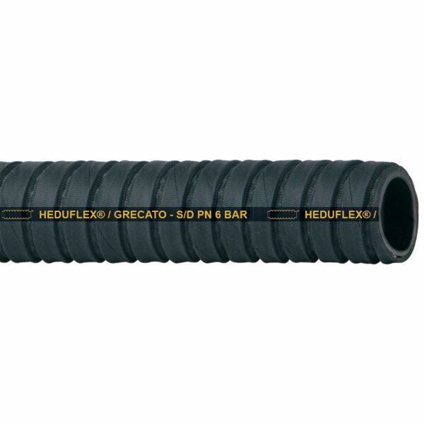 HEDUFLEX GRECATO Gummi Saug-/Druckschlauch mit hochkant gewellter Außendecke für Betriebswasser und Gülle 76 mm